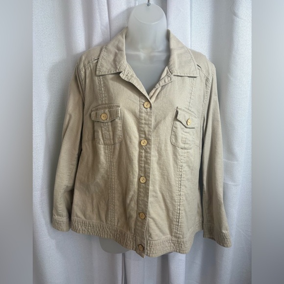 Sigrid Olsen Linen Chore Jacket Size 14 0350 - Picture 1 of 10